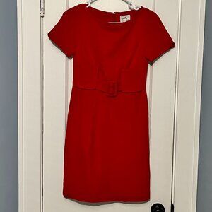Milly of New York belted red mini dress retro size P (XS) large buckle colorful